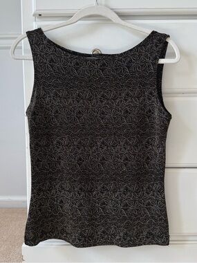 Vintage 90s Y2K Black Metallic Patterned Tank Top